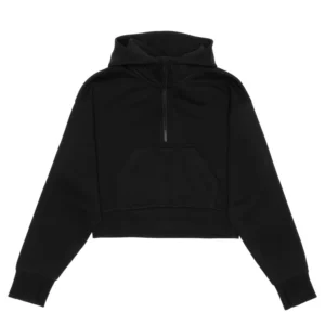 HERO-4220C Cropped Drop Shoulder Scuba 1/2 Zip Hoodie