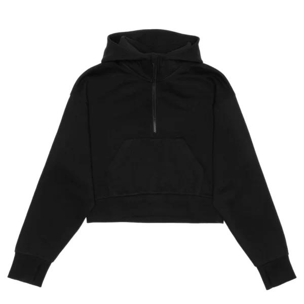 HERO-4220C Cropped Drop Shoulder Scuba 1/2 Zip Hoodie