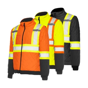 TJ1 • Hi-Vis Quilted Freezer Jacket, 4″ Refl. Tape
