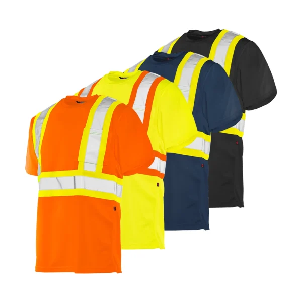 TT1 • Short Sleeve Polyester Traffic T-Shirt, 4″ Refl. Tape